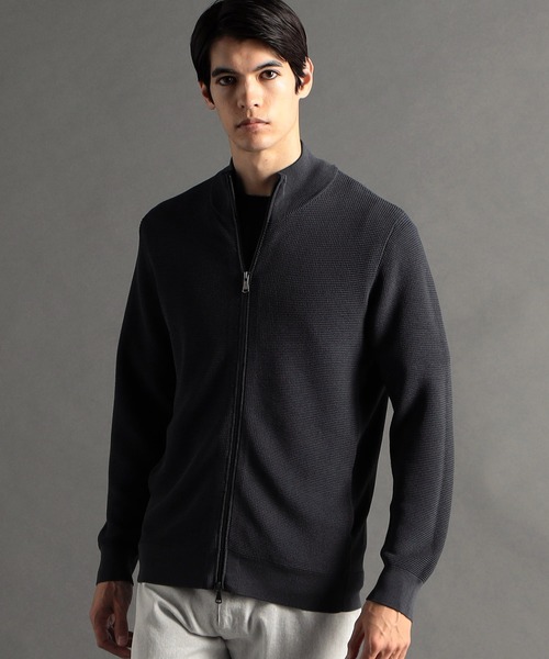 MONSIEUR NICOLE（ムッシュニコル）の「【ex/tra】ジップアップ スタンドカラーニット（ニット/セーター・メンズ・ライトグレー/アクア/チャコールグレー・MEDIUM/LARGE/X-LARGE）」の2枚目の写真