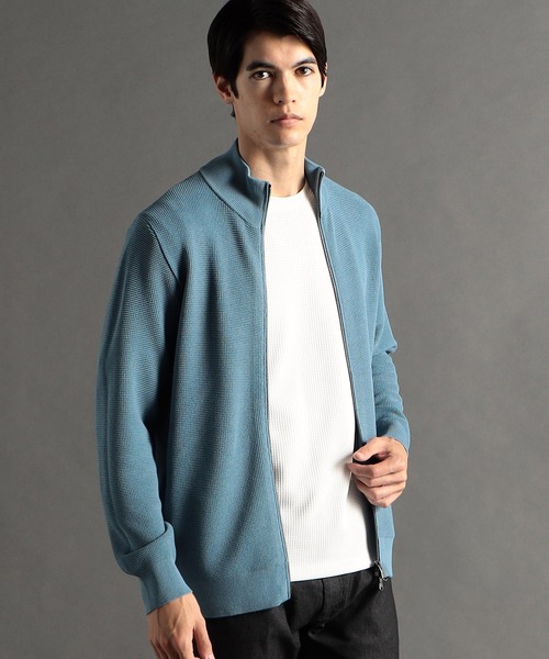 MONSIEUR NICOLE（ムッシュニコル）の「【ex/tra】ジップアップ スタンドカラーニット（ニット/セーター・メンズ・ライトグレー/アクア/チャコールグレー・MEDIUM/LARGE/X-LARGE）」の3枚目の写真
