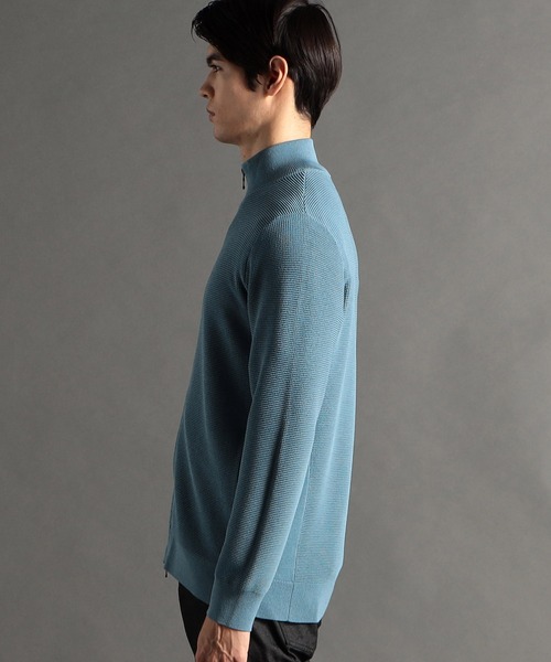 MONSIEUR NICOLE（ムッシュニコル）の「【ex/tra】ジップアップ スタンドカラーニット（ニット/セーター・メンズ・ライトグレー/アクア/チャコールグレー・MEDIUM/LARGE/X-LARGE）」の8枚目の写真