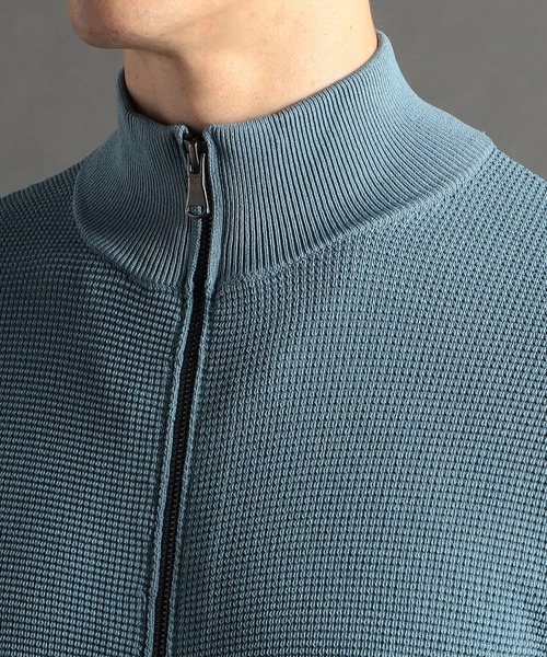 MONSIEUR NICOLE（ムッシュニコル）の「【ex/tra】ジップアップ スタンドカラーニット（ニット/セーター・メンズ・ライトグレー/アクア/チャコールグレー・MEDIUM/LARGE/X-LARGE）」の9枚目の写真