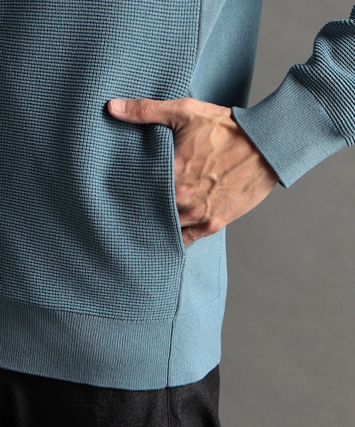 MONSIEUR NICOLE（ムッシュニコル）の「【ex/tra】ジップアップ スタンドカラーニット（ニット/セーター・メンズ・ライトグレー/アクア/チャコールグレー・MEDIUM/LARGE/X-LARGE）」の11枚目の写真