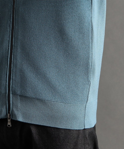 MONSIEUR NICOLE（ムッシュニコル）の「【ex/tra】ジップアップ スタンドカラーニット（ニット/セーター・メンズ・ライトグレー/アクア/チャコールグレー・MEDIUM/LARGE/X-LARGE）」の12枚目の写真