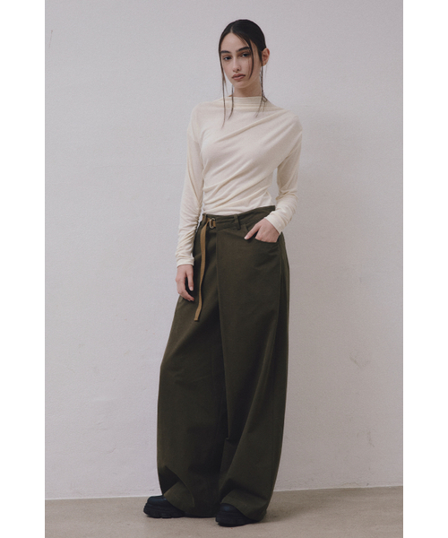 MIDNLOW(ミッドアンドロー)の「Wide Wrap Pants (Khaki)(その他パンツ・レディース・その他・FREE)」の1枚目の写真