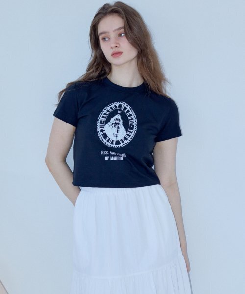 MARROT（マロット）の「フレンチクロップTシャツ_ブラック（Tシャツ/カットソー・レディース・その他・FREE）」の2枚目の写真