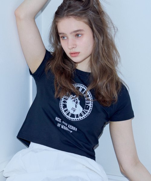 MARROT（マロット）の「フレンチクロップTシャツ_ブラック（Tシャツ/カットソー・レディース・その他・FREE）」の3枚目の写真