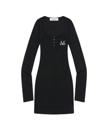 MUCENT（ムセント）の「ラビン スクエアネックリブスリムフィットワンピース（ワンピース）」