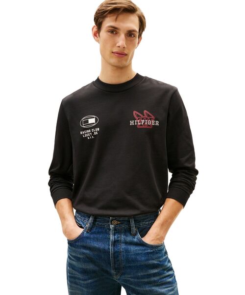 TOMMY HILFIGER(トミーヒルフィガー)の「モダンアスレチックロングスリーブTシャツ(Tシャツ/カットソー・メンズ・ブラック/ホワイト/レッド・SMALL/LARGE/MEDIUM/X-LARGE)」の1枚目の写真