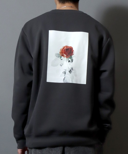 ANPAS（アンパス）の「Ripple Double-Knit Photo Print Sweatshirt/リップルダンボール フォトプリントトレーナー スウェット メンズ レディース モノトーン（スウェット・メンズ・ブラック系/ホワイト系/ホワイト系1/ブラック系2/ネイビー系/ブラック系1・L/LL/M）」の5枚目の写真