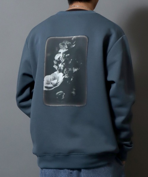 ANPAS（アンパス）の「Ripple Double-Knit Photo Print Sweatshirt/リップルダンボール フォトプリントトレーナー スウェット メンズ レディース モノトーン（スウェット・メンズ・ブラック系/ホワイト系/ホワイト系1/ブラック系2/ネイビー系/ブラック系1・L/LL/M）」の6枚目の写真