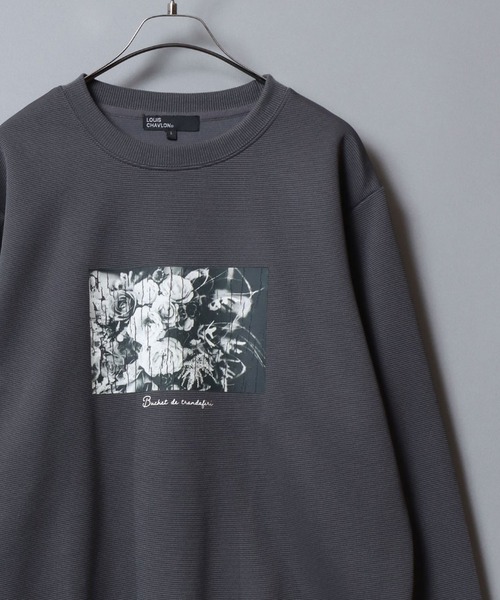 ANPAS（アンパス）の「Ripple Double-Knit Photo Print Sweatshirt/リップルダンボール フォトプリントトレーナー スウェット メンズ レディース モノトーン（スウェット・メンズ・ブラック系/ホワイト系/ホワイト系1/ブラック系2/ネイビー系/ブラック系1・L/LL/M）」の13枚目の写真