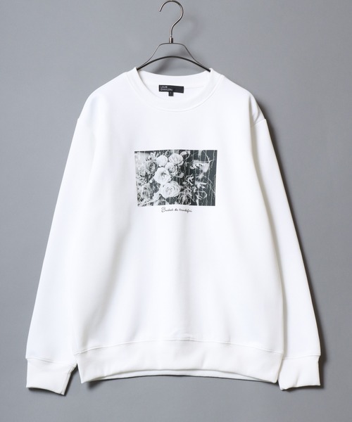 ANPAS（アンパス）の「Ripple Double-Knit Photo Print Sweatshirt/リップルダンボール フォトプリントトレーナー スウェット メンズ レディース モノトーン（スウェット・メンズ・ブラック系/ホワイト系/ホワイト系1/ブラック系2/ネイビー系/ブラック系1・L/LL/M）」の7枚目の写真
