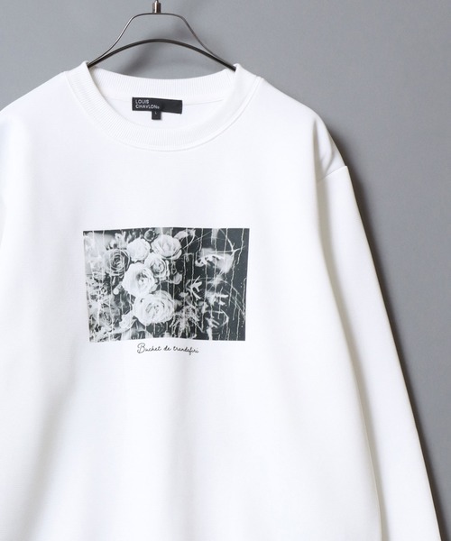 ANPAS（アンパス）の「Ripple Double-Knit Photo Print Sweatshirt/リップルダンボール フォトプリントトレーナー スウェット メンズ レディース モノトーン（スウェット・メンズ・ブラック系/ホワイト系/ホワイト系1/ブラック系2/ネイビー系/ブラック系1・L/LL/M）」の9枚目の写真