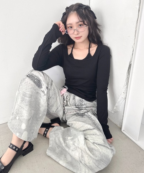 Loueme(ルエム)の「カップ付きホルターネックトップス(Tシャツ/カットソー・レディース・グレー/アイボリー/ブラック/ライトブルー/ピンク・FREE)」の20枚目の写真