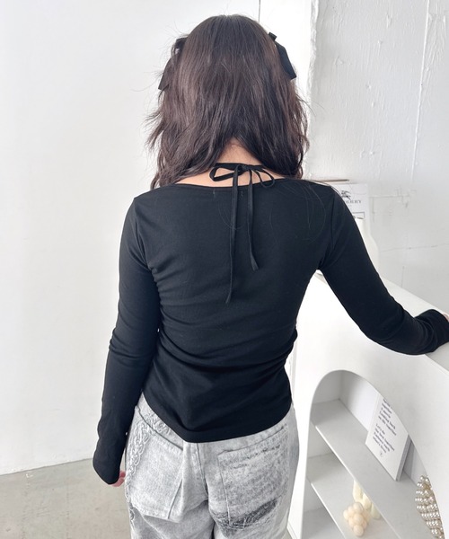 Loueme(ルエム)の「カップ付きホルターネックトップス(Tシャツ/カットソー・レディース・グレー/アイボリー/ブラック/ライトブルー/ピンク・FREE)」の18枚目の写真
