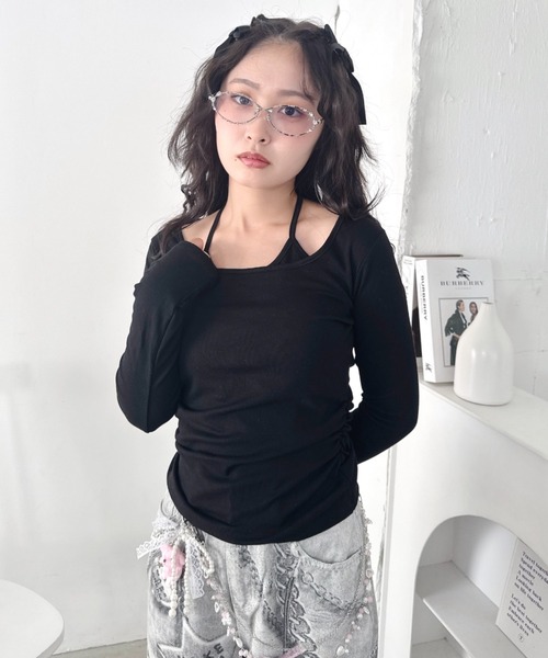 Loueme(ルエム)の「カップ付きホルターネックトップス(Tシャツ/カットソー・レディース・グレー/アイボリー/ブラック/ライトブルー/ピンク・FREE)」の17枚目の写真