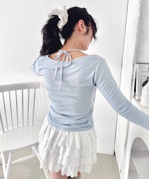 Loueme(ルエム)の「カップ付きホルターネックトップス(Tシャツ/カットソー・レディース・グレー/アイボリー/ブラック/ライトブルー/ピンク・FREE)」の8枚目の写真