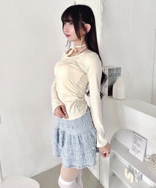 Loueme(ルエム)の「カップ付きホルターネックトップス(Tシャツ/カットソー・レディース・グレー/アイボリー/ブラック/ライトブルー/ピンク・FREE)」の13枚目の写真