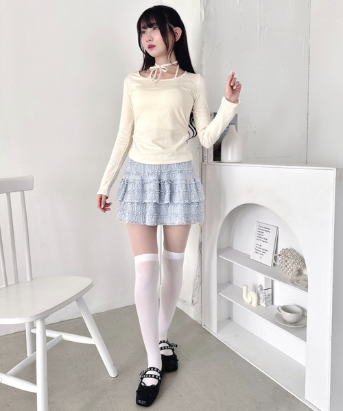 Loueme(ルエム)の「カップ付きホルターネックトップス(Tシャツ/カットソー・レディース・グレー/アイボリー/ブラック/ライトブルー/ピンク・FREE)」の15枚目の写真