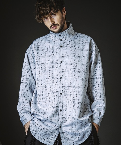 NO ID.（ノーアイディ）の「【NO ID.】High Collar Long Check Shirt / ハイ カラー ロング チェック シャツ（シャツ/ブラウス・メンズ・グレー/ブラック・ONE SIZE）」の7枚目の写真