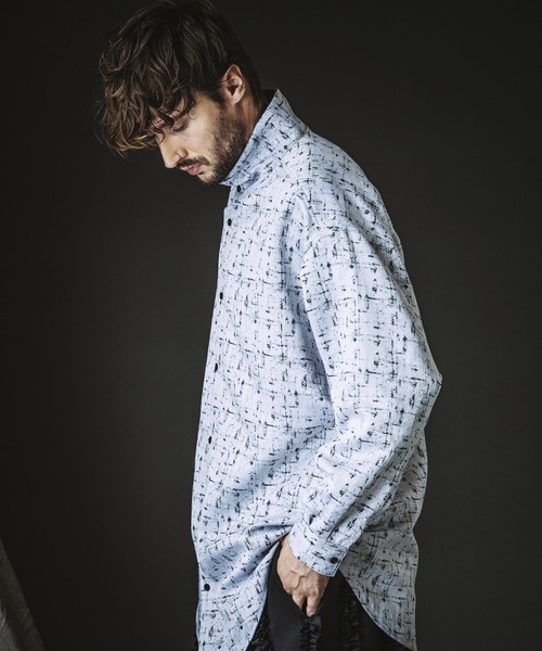 NO ID.（ノーアイディ）の「【NO ID.】High Collar Long Check Shirt / ハイ カラー ロング チェック シャツ（シャツ/ブラウス・メンズ・グレー/ブラック・ONE SIZE）」の8枚目の写真