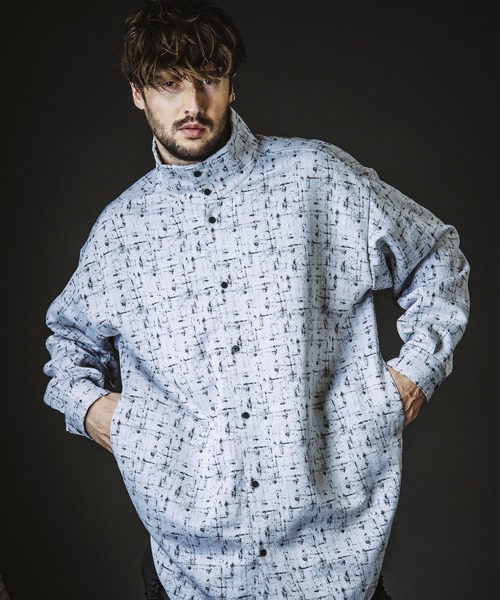 NO ID.（ノーアイディ）の「【NO ID.】High Collar Long Check Shirt / ハイ カラー ロング チェック シャツ（シャツ/ブラウス・メンズ・グレー/ブラック・ONE SIZE）」の10枚目の写真