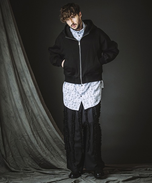 NO ID.（ノーアイディ）の「【NO ID.】High Collar Long Check Shirt / ハイ カラー ロング チェック シャツ（シャツ/ブラウス・メンズ・グレー/ブラック・ONE SIZE）」の11枚目の写真