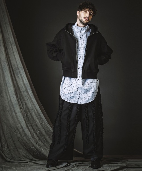 NO ID.（ノーアイディ）の「【NO ID.】High Collar Long Check Shirt / ハイ カラー ロング チェック シャツ（シャツ/ブラウス・メンズ・グレー/ブラック・ONE SIZE）」の12枚目の写真