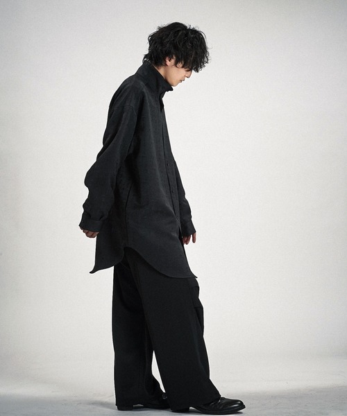 NO ID.（ノーアイディ）の「【NO ID.】High Collar Long Check Shirt / ハイ カラー ロング チェック シャツ（シャツ/ブラウス・メンズ・グレー/ブラック・ONE SIZE）」の4枚目の写真