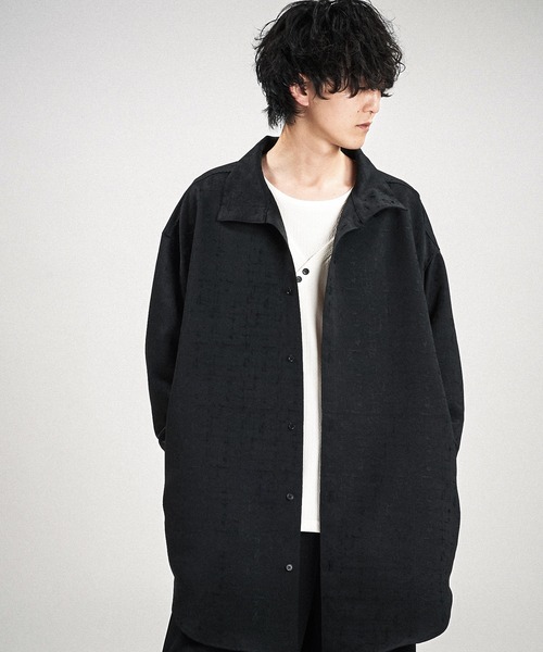 NO ID.（ノーアイディ）の「【NO ID.】High Collar Long Check Shirt / ハイ カラー ロング チェック シャツ（シャツ/ブラウス・メンズ・グレー/ブラック・ONE SIZE）」の6枚目の写真