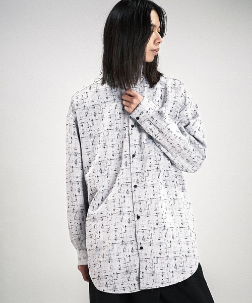 NO ID.（ノーアイディ）の「【NO ID.】High Collar Long Check Shirt / ハイ カラー ロング チェック シャツ（シャツ/ブラウス・メンズ・グレー/ブラック・ONE SIZE）」の22枚目の写真