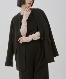 hunch（ハンチ）の「ポリレーヨン バックスリット ノーカラージャケット（ノーカラージャケット）」