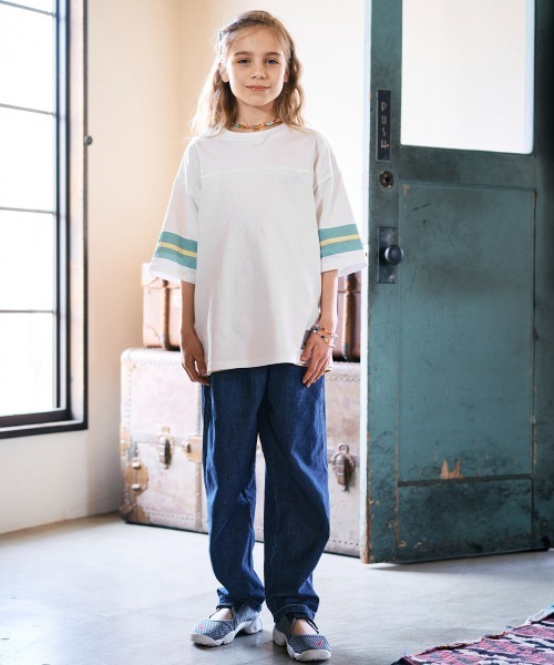 KRIFF MAYER Kid's Collection（クリフメイヤーキッズコレクション）の「【撥水・防汚】クリーネス袖ラインT（Tシャツ/カットソー・キッズ・ネイビー/ブルー/グレー/オフホワイト・140/130/120/170/160/150）」の5枚目の写真