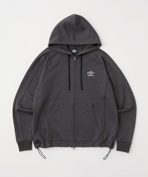 UMBRO（アンブロ）の「UMBRO/アンブロ 別注 ワンポイントロゴ刺繍 ドロスト オーバーサイズ ラグランスリーブ ダブルジップ パーカー（パーカー・メンズ・ネイビー/ブラック/グレー・M/L）」の6枚目の写真