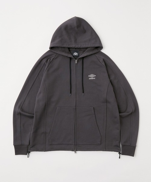 UMBRO（アンブロ）の「UMBRO/アンブロ 別注 ワンポイントロゴ刺繍 ドロスト オーバーサイズ ラグランスリーブ ダブルジップ パーカー（パーカー・メンズ・ネイビー/ブラック/グレー・M/L）」の7枚目の写真