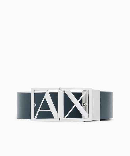 ARMANI EXCHANGE（アルマーニエクスチェンジ）の「【A|X アルマーニ エクスチェンジ】ボックスロゴバックル リバーシブル レザーベルト（ベルト・メンズ・チャコールグレー/ネイビー・FREE）」の2枚目の写真