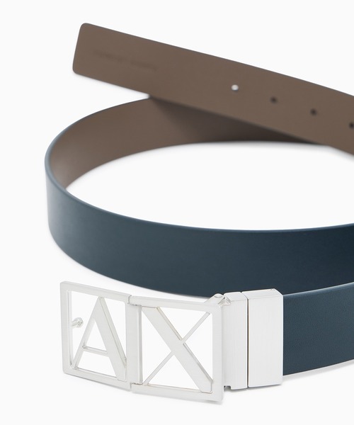 ARMANI EXCHANGE（アルマーニエクスチェンジ）の「【A|X アルマーニ エクスチェンジ】ボックスロゴバックル リバーシブル レザーベルト（ベルト・メンズ・チャコールグレー/ネイビー・FREE）」の6枚目の写真
