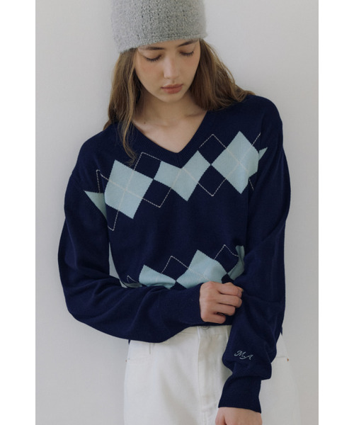 MAGNET ARCHIVE(マグネット アーカイブ)の「Classic Argyle Knit (Navy)(ニット/セーター・レディース・その他・FREE)」の5枚目の写真