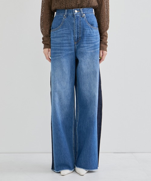 le cercle ADAM ET ROPE'(ルセルクルアダムエロペ)の「【LANCER/ランサー】2TONE REMAKED PANTS(デニムパンツ・レディース・ブラック系その他/ブルー系その他5・FREE)」の10枚目の写真