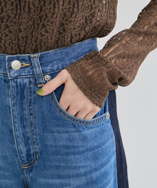 le cercle ADAM ET ROPE'(ルセルクルアダムエロペ)の「【LANCER/ランサー】2TONE REMAKED PANTS(デニムパンツ・レディース・ブラック系その他/ブルー系その他5・FREE)」の7枚目の写真