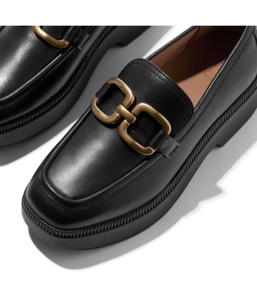 fitflop(フィットフロップ)の「F-LUMA SQUARE-CHAIN LEATHER DEMI-WEDGE LOAFERS / F-LUMA スクエアチェーン レザーデミウェッジローファー(ローファー・レディース・チョコ/ブラック・US6/US5/US8/US7)」の6枚目の写真
