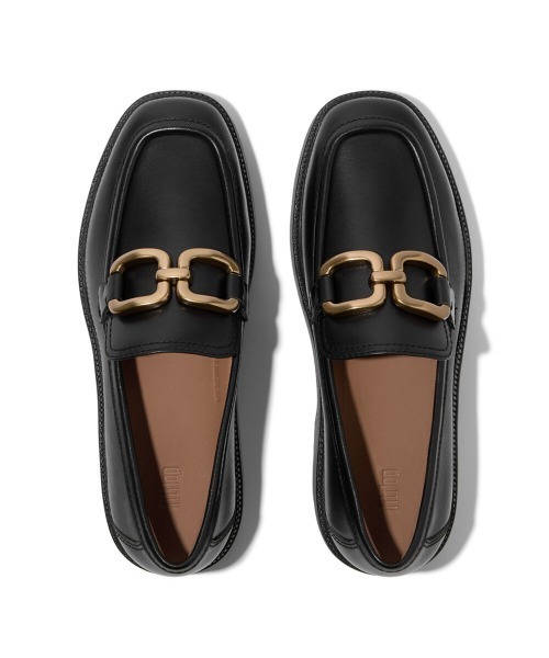 fitflop(フィットフロップ)の「F-LUMA SQUARE-CHAIN LEATHER DEMI-WEDGE LOAFERS / F-LUMA スクエアチェーン レザーデミウェッジローファー(ローファー・レディース・チョコ/ブラック・US6/US5/US8/US7)」の3枚目の写真