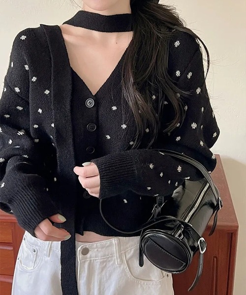 SpRay（スプレイ）の「ドットリボンカーディガン（カーディガン/ボレロ・レディース・グレー/オフホワイト/ブラック・FREE）」の20枚目の写真