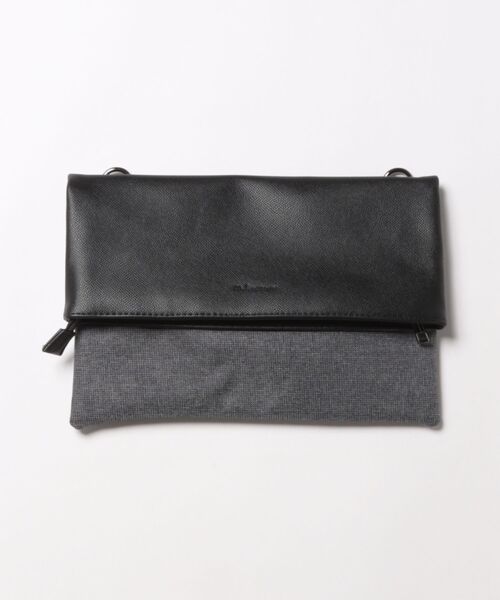 m.f.editorial(エムエフエディトリアル)の「クラッチ バッグ メンズ 鞄 2WAY ショルダー 合成皮革 コンビ 切替 杢ポリ×サフィアーノ 型押し(クラッチバッグ・メンズ・ブラック/グレー系その他2・FREE)」の3枚目の写真