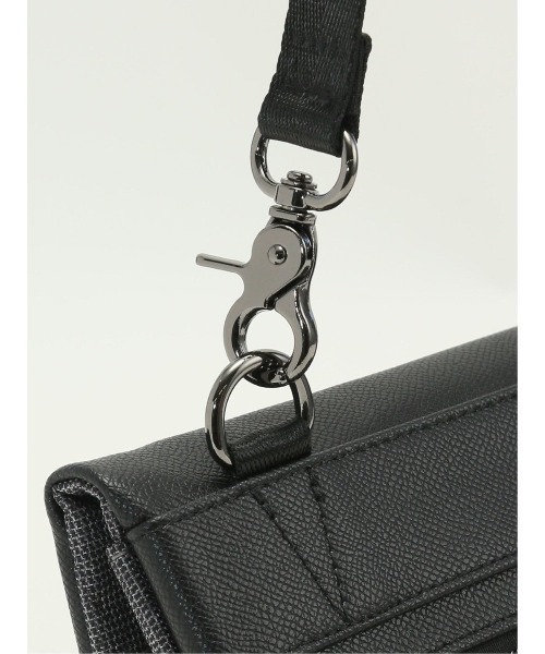 m.f.editorial(エムエフエディトリアル)の「クラッチ バッグ メンズ 鞄 2WAY ショルダー 合成皮革 コンビ 切替 杢ポリ×サフィアーノ 型押し(クラッチバッグ・メンズ・ブラック/グレー系その他2・FREE)」の8枚目の写真