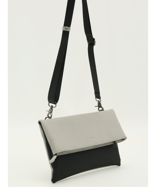 m.f.editorial(エムエフエディトリアル)の「クラッチ バッグ メンズ 鞄 2WAY ショルダー 合成皮革 コンビ 切替 杢ポリ×サフィアーノ 型押し(クラッチバッグ・メンズ・ブラック/グレー系その他2・FREE)」の12枚目の写真