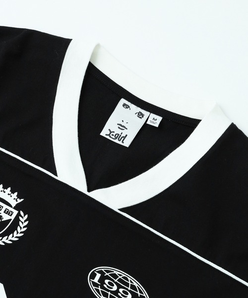 X-girl（エックスガール）の「FACE LABEL NUMBER BIG TEE DRESS（ワンピース・レディース・ブルー/ブラック/ホワイト・S/M）」の5枚目の写真