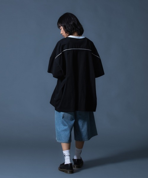 X-girl（エックスガール）の「FACE LABEL NUMBER BIG TEE DRESS（ワンピース・レディース・ブルー/ブラック/ホワイト・S/M）」の22枚目の写真