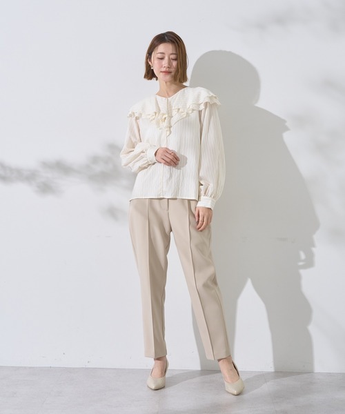 YECCA VECCA（イェッカヴェッカ）の「ストレッチピンタックパンツ（その他パンツ・レディース・ライトベージュ/ネイビー・S/M）」の19枚目の写真