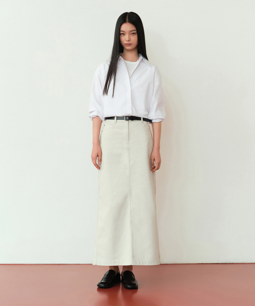 MUSINSA STANDARD WOMAN（ムシンサスタンダードウーマン）の「ウィメンズ CP マキシスカート [ダスティクリーム]（スカート・レディース・その他・LARGE/MEDIUM/SMALL/X-SMALL）」の3枚目の写真