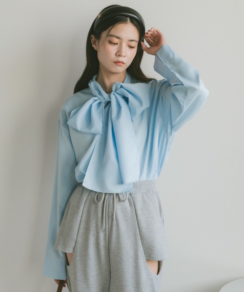 VANNIE U(ヴァニーユー)の「ボウタイブラウス(シャツ/ブラウス・レディース・ホワイト/ブルー・FREE)」の14枚目の写真